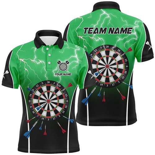 Personalized Lightning Thunder Dartboard Green 3D Men Darts Polo Shirts Custom Darts Team Jersey TDM1371