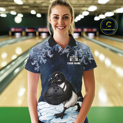 Funny Great Auk Icy Bowling Ball Shirts For Women Custom Snowflake Bowling Jersey, Gift For Bowlers NYN3172