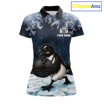 Funny Great Auk Icy Bowling Ball Shirts For Women Custom Snowflake Bowling Jersey, Gift For Bowlers NYN3172