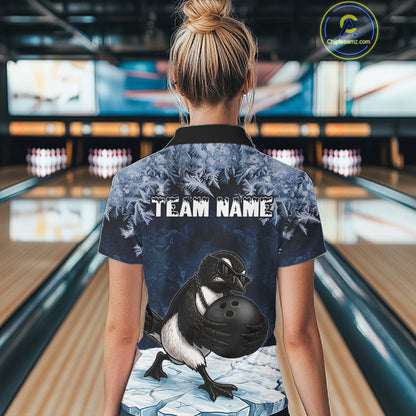 Funny Great Auk Icy Bowling Ball Shirts For Women Custom Snowflake Bowling Jersey, Gift For Bowlers NYN3172