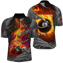 Load image into Gallery viewer, Dark Grey 8 Ball Pool Fire Flame 3D Printed Men Billiard Shirts Custom Billiard Balls Team Jerseys TDM1956