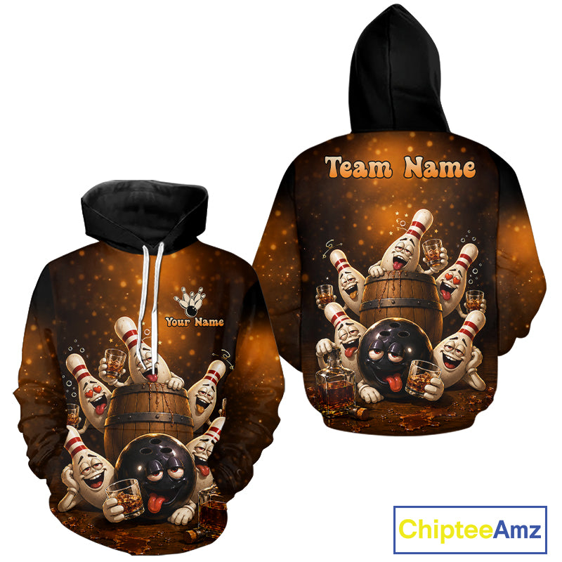 Funny Bourbon Drunk Vintage Bowling Hoodie Shirt For Men And Women Custom Bowling Team Jersey  TDM7127