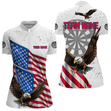 Load image into Gallery viewer, Personalized Eagle American Flag Custom White Grunge Darts Shirts For Women, Patriotic Darts Jerseys TDM2428