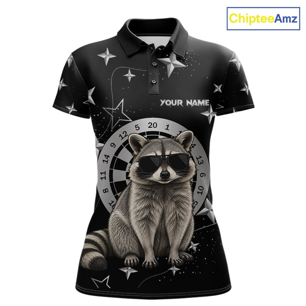 Personalized Funny Raccoon Darts Shirt For Women Custom Star Pattern Dart Jersey Team Polo & 1/4 Zip TDM7431