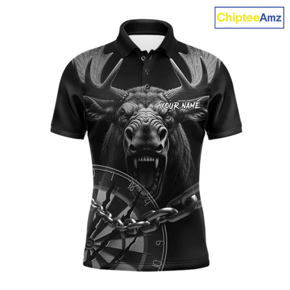 Personalized Snarling Moose Darts Polo & Quarter Zip Custom Dart Shirts For Men, Dart Team Jersey TDM7437
