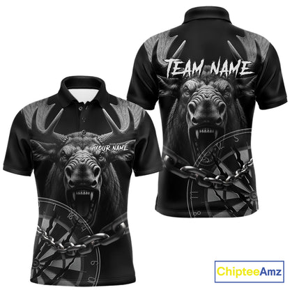Personalized Snarling Moose Darts Polo & Quarter Zip Custom Dart Shirts For Men, Dart Team Jersey TDM7437