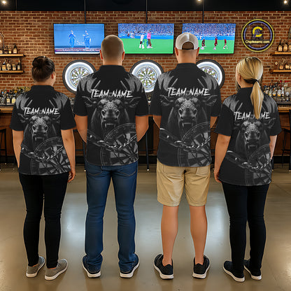 Personalized Snarling Moose Darts Polo & Quarter Zip Custom Dart Shirts For Men, Dart Team Jersey TDM7437