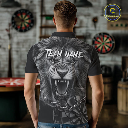 Personalized Snarling Lion Darts Polo & Quarter Zip Custom Dart Shirts For Men, Dart Team Jersey TDM7438