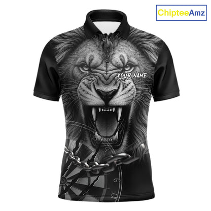 Personalized Snarling Lion Darts Polo & Quarter Zip Custom Dart Shirts For Men, Dart Team Jersey TDM7438