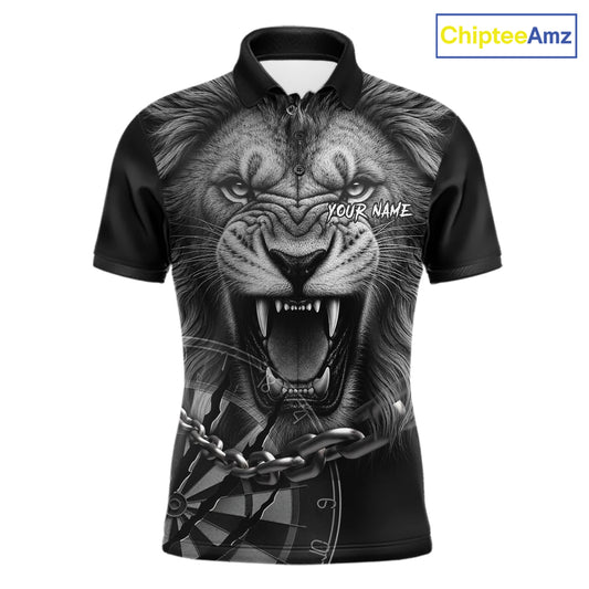 Personalized Snarling Lion Darts Polo & Quarter Zip Custom Dart Shirts For Men, Dart Team Jersey TDM7438
