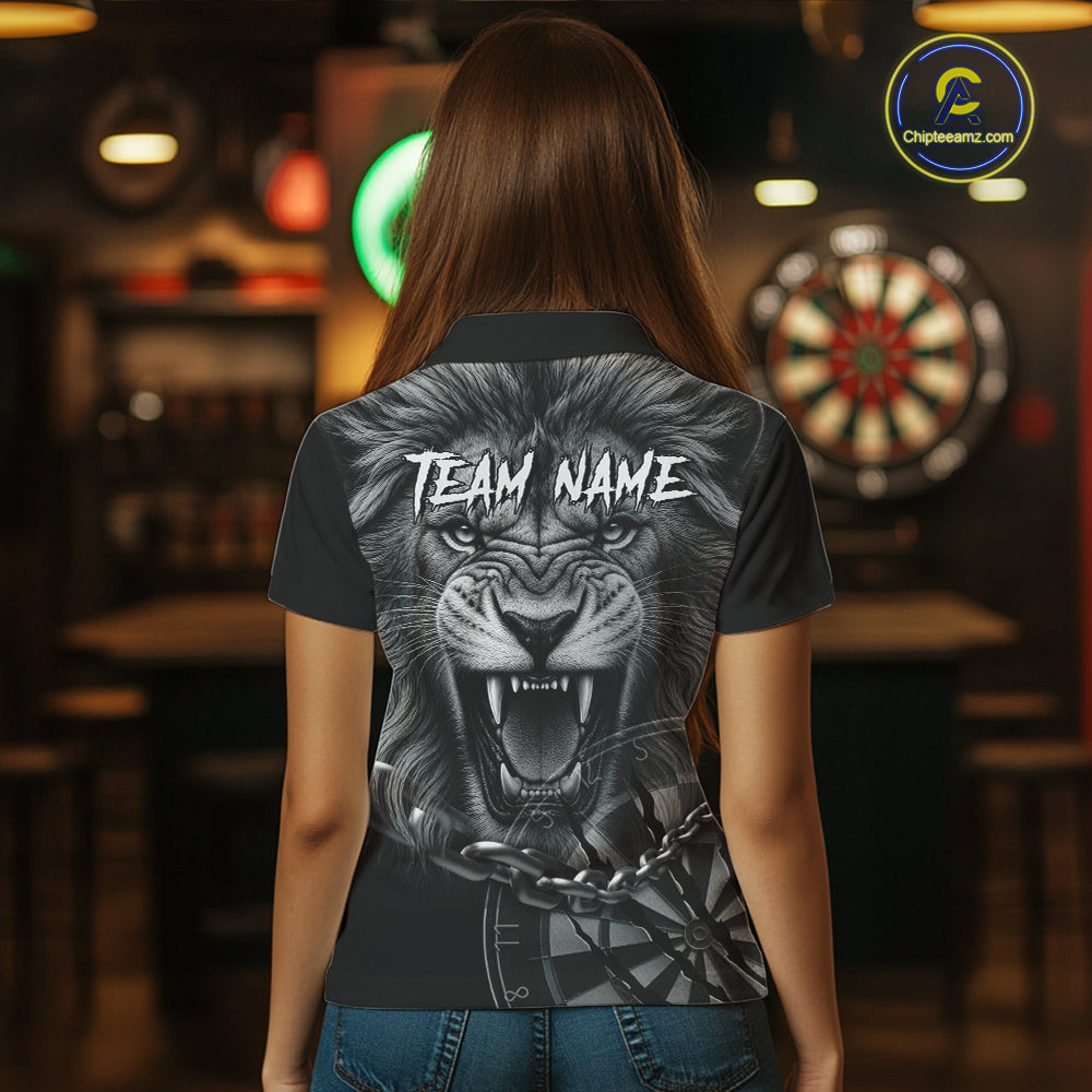 Personalized Snarling Lion Darts Polo & Quarter Zip Custom Dart Shirts For Women, Dart Team Jersey TDM7438