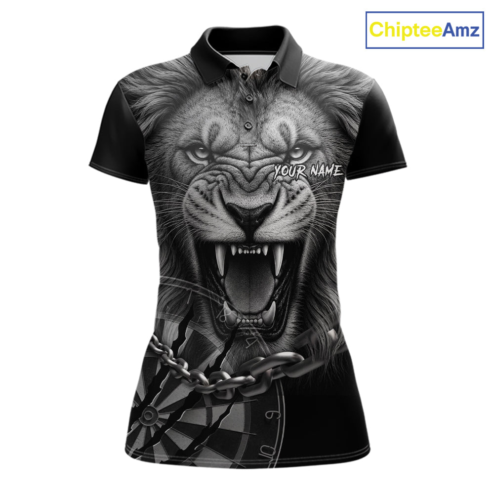 Personalized Snarling Lion Darts Polo & Quarter Zip Custom Dart Shirts For Women, Dart Team Jersey TDM7438