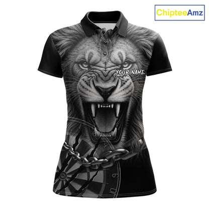 Personalized Snarling Lion Darts Polo & Quarter Zip Custom Dart Shirts For Women, Dart Team Jersey TDM7438