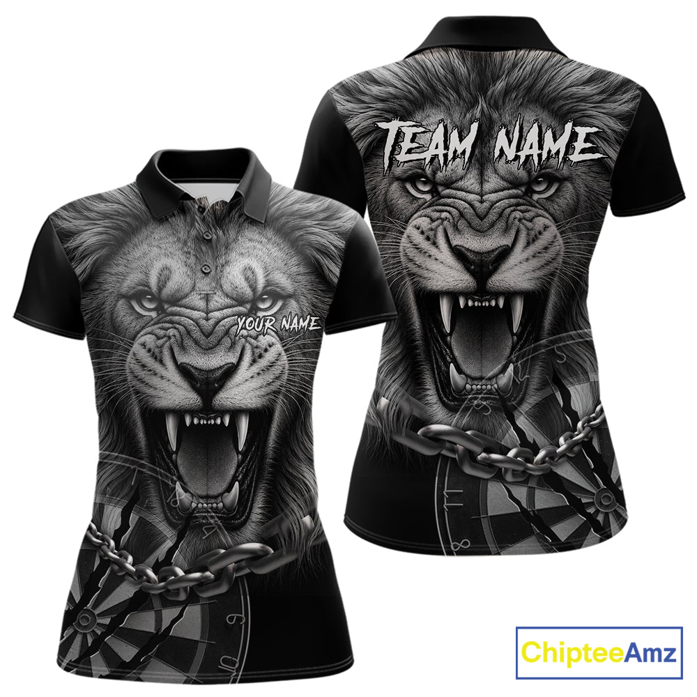 Personalized Snarling Lion Darts Polo & Quarter Zip Custom Dart Shirts For Women, Dart Team Jersey TDM7438