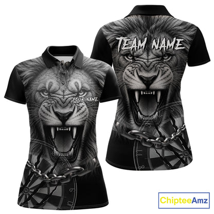 Personalized Snarling Lion Darts Polo & Quarter Zip Custom Dart Shirts For Women, Dart Team Jersey TDM7438