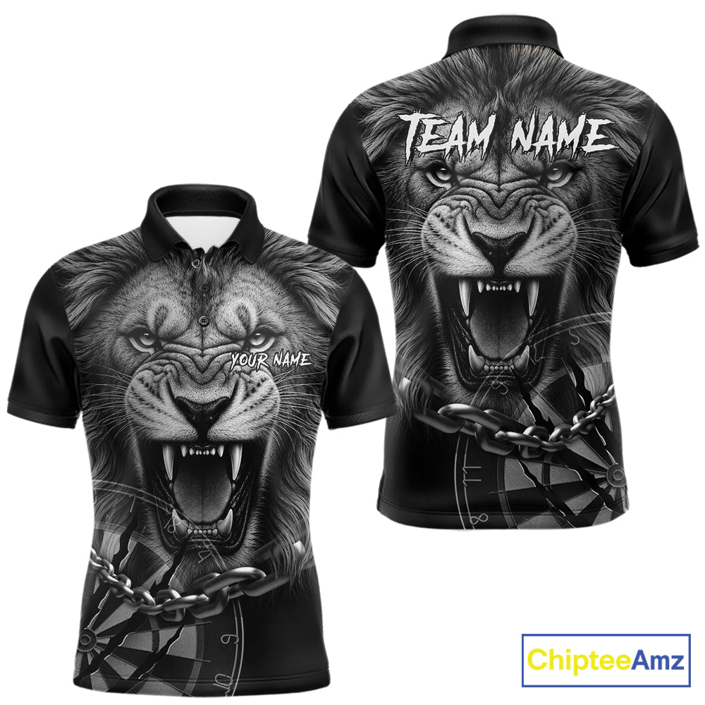 Personalized Snarling Lion Darts Polo & Quarter Zip Custom Dart Shirts For Men, Dart Team Jersey TDM7438