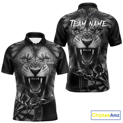 Personalized Snarling Lion Darts Polo & Quarter Zip Custom Dart Shirts For Men, Dart Team Jersey TDM7438
