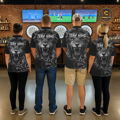 Personalized Snarling Lion Darts Polo & Quarter Zip Custom Dart Shirts For Men, Dart Team Jersey TDM7438