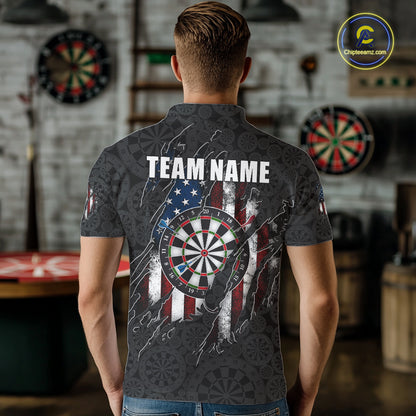Vintage American Flag Darts Shirts For Men Custom Patriotic Darts Team Jersey Polo & Quarter Zip TDM7761