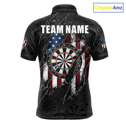 Vintage American Flag Darts Shirts For Men Custom Patriotic Darts Team Jersey Polo & Quarter Zip TDM7761