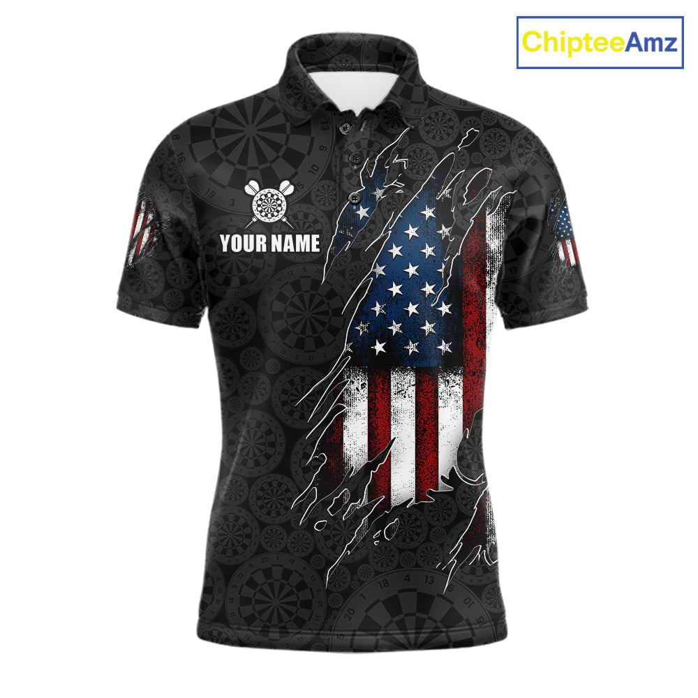 Vintage American Flag Darts Shirts For Men Custom Patriotic Darts Team Jersey Polo & Quarter Zip TDM7761
