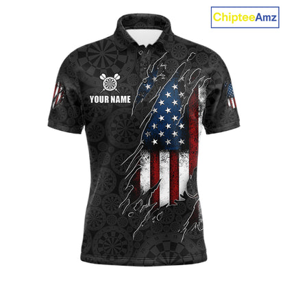 Vintage American Flag Darts Shirts For Men Custom Patriotic Darts Team Jersey Polo & Quarter Zip TDM7761