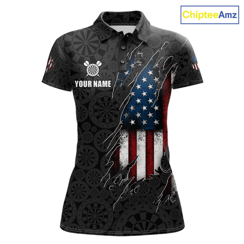 Vintage American Flag Darts Shirts For Women Custom Patriotic Darts Team Jersey Polo & Quarter Zip TDM7761