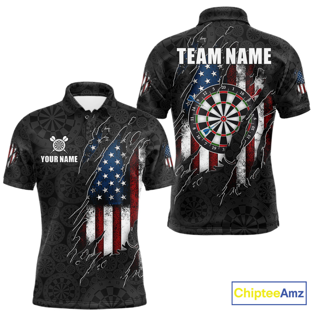 Vintage American Flag Darts Shirts For Men Custom Patriotic Darts Team Jersey Polo & Quarter Zip TDM7761