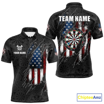 Vintage American Flag Darts Shirts For Men Custom Patriotic Darts Team Jersey Polo & Quarter Zip TDM7761