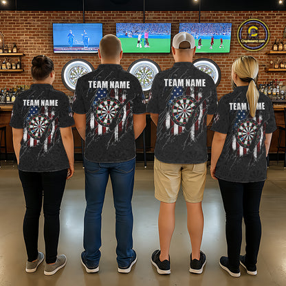 Vintage American Flag Darts Shirts For Men Custom Patriotic Darts Team Jersey Polo & Quarter Zip TDM7761