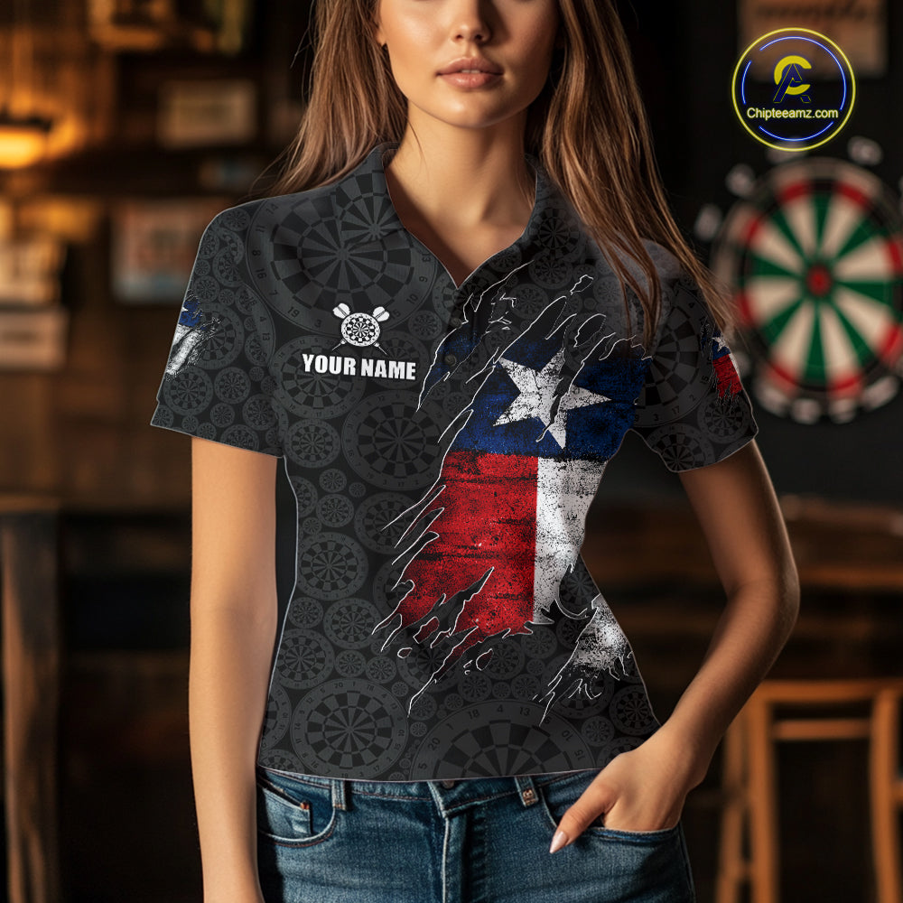 Personalized Vintage Texas Flag Darts Shirts For Women Custom Patriotic Darts Team Jersey TDM7762