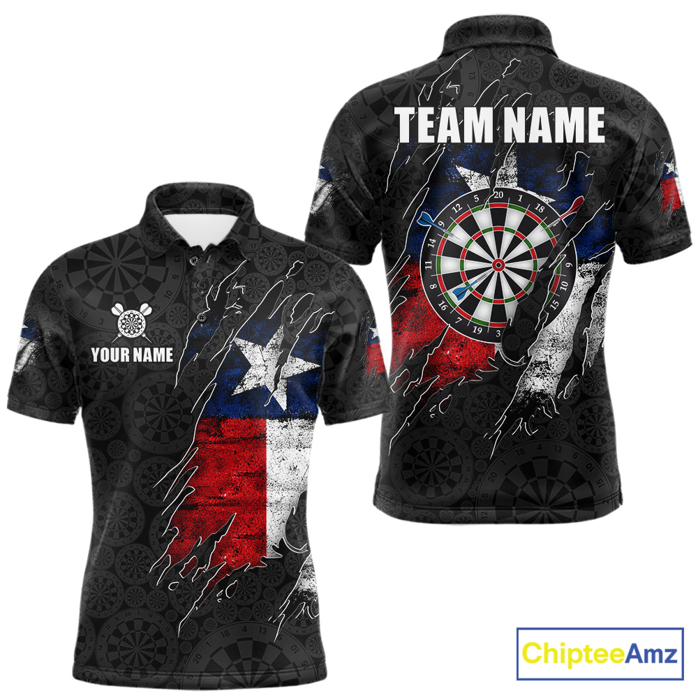 Personalized Vintage Texas Flag Darts Shirts For Men Custom Patriotic Darts Team Jersey TDM7762