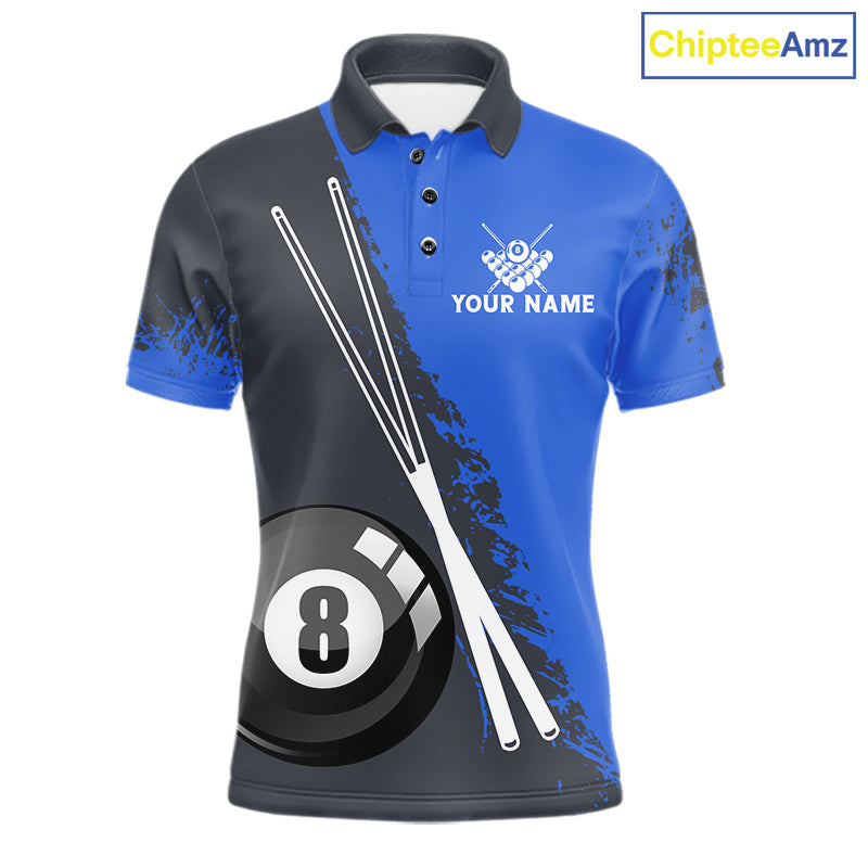 Blue 8 Ball Pool Grunge US Flag Billiard Shirts For Men Custom Patriotic Billiard Team Jersey TDM8101