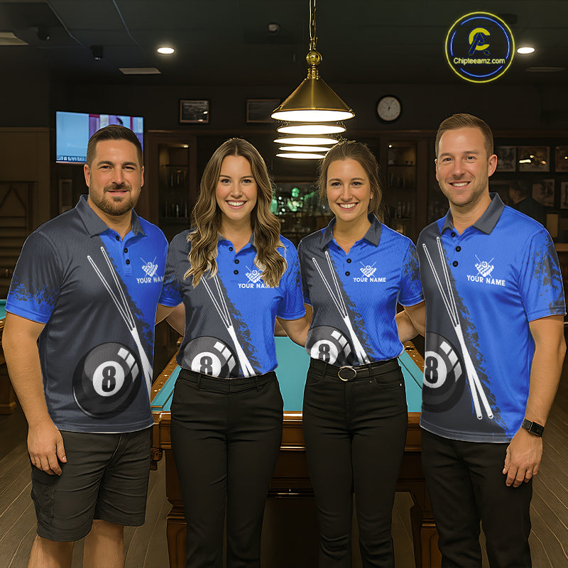 Blue 8 Ball Pool Grunge US Flag Billiard Shirts For Men Custom Patriotic Billiard Team Jersey TDM8101