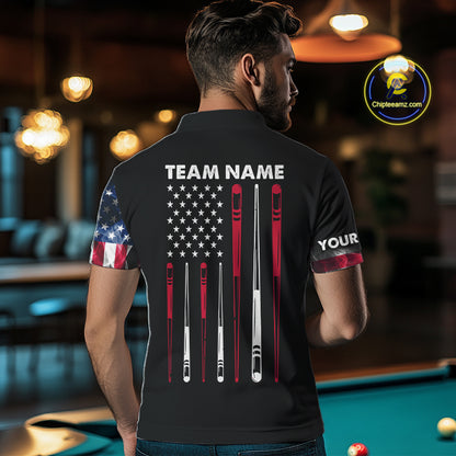 Personalized US Flag Smoke Billiard Shirts For Men Custom Patriotic 8 Ball Pool Team Jersey TDM8102