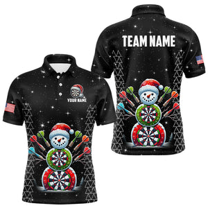 Custom Galaxy Funny Snow Darts Board Christmas Dart Shirts For Men, Santa Xmas Black Dart Jersey TDM3142