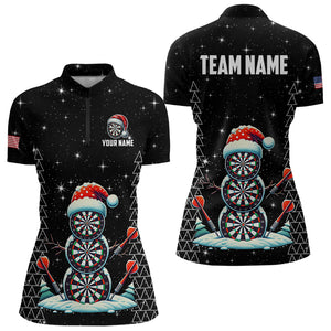 Custom Galaxy Funny Snow Darts Board Christmas Dart Shirts For Women, Xmas Black Dart Jersey Gifts TDM3143