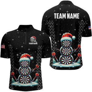 Custom Galaxy Funny Snow Darts Board Christmas Dart Shirts For Men, Xmas Black Dart Jersey Gifts TDM3143