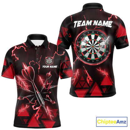 Red Darts Arrow Thunder Lightning Dart Shirts For Men Custom Dart Team Jerseys Polo & 1/4 Zip TDM5864