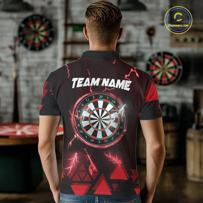 Red Darts Arrow Thunder Lightning Dart Shirts For Men Custom Dart Team Jerseys Polo & 1/4 Zip TDM5864
