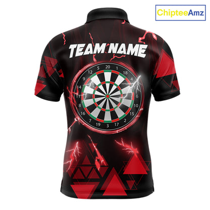 Red Darts Arrow Thunder Lightning Dart Shirts For Men Custom Dart Team Jerseys Polo & 1/4 Zip TDM5864