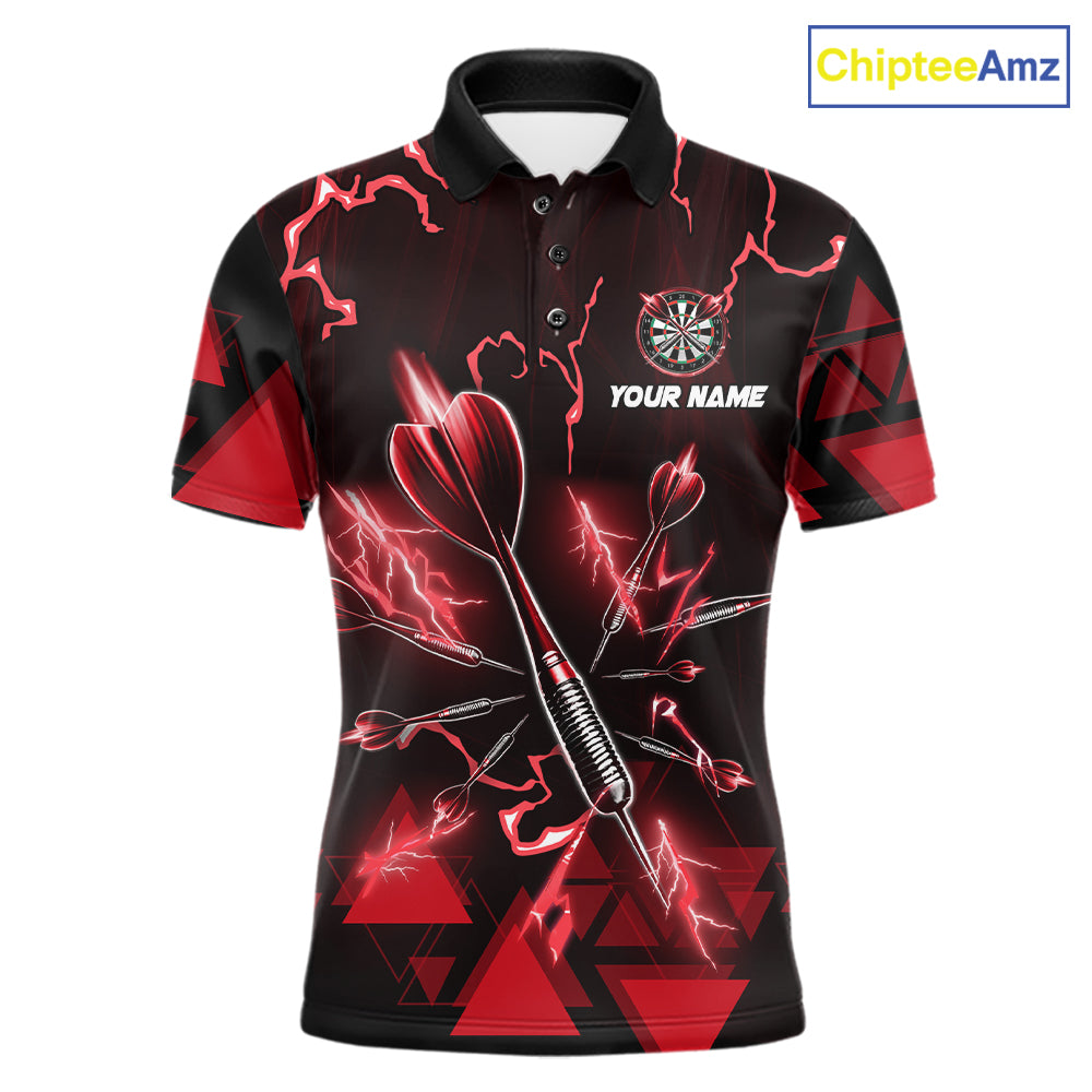 Red Darts Arrow Thunder Lightning Dart Shirts For Men Custom Dart Team Jerseys Polo & 1/4 Zip TDM5864