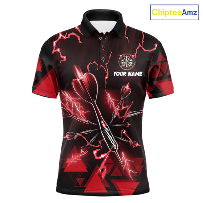 Red Darts Arrow Thunder Lightning Dart Shirts For Men Custom Dart Team Jerseys Polo & 1/4 Zip TDM5864