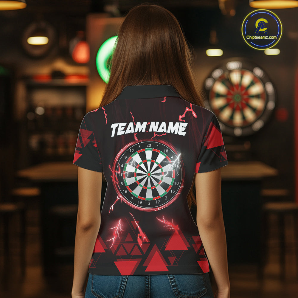 Red Darts Arrow Thunder Lightning Dart Shirts For Women Custom Dart Team Jerseys Polo & 1/4 Zip TDM5864