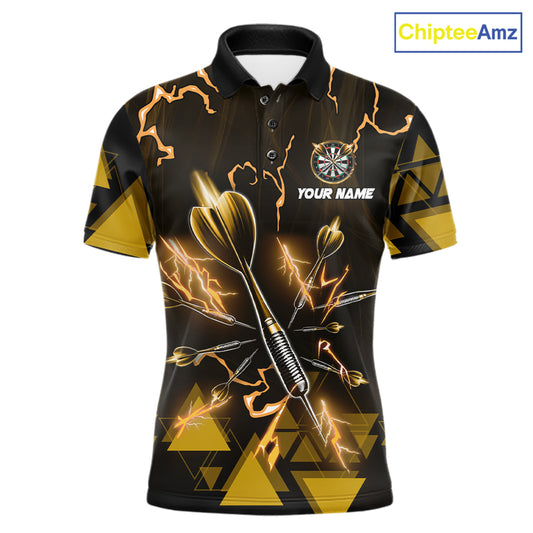 Yellow Darts Arrow Thunder Lightning Dart Shirts For Men Custom Dart Team Jerseys Polo & 1/4 Zip TDM5866
