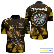Load image into Gallery viewer, Yellow Darts Arrow Thunder Lightning Dart Shirts For Men Custom Dart Team Jerseys Polo &amp; 1/4 Zip TDM5866