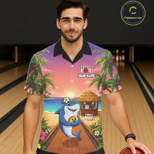 Load image into Gallery viewer, Funny Shark Sunset Tropical Hawaiian Bowling Shirts For Men Women Custom Bowling Team Jersey TDM6472