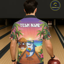 Load image into Gallery viewer, Funny Shark Sunset Tropical Hawaiian Bowling Shirts For Men Women Custom Bowling Team Jersey TDM6472