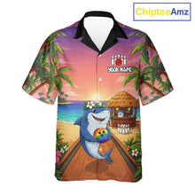 Load image into Gallery viewer, Funny Shark Sunset Tropical Hawaiian Bowling Shirts For Men Women Custom Bowling Team Jersey TDM6472