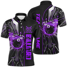 Load image into Gallery viewer, Personalized Purple Glass Crack 8 Ball Billiard Men Polo &amp; Quarter-Zip Shirts, 8 Ball Pool Jerseys TDM1736